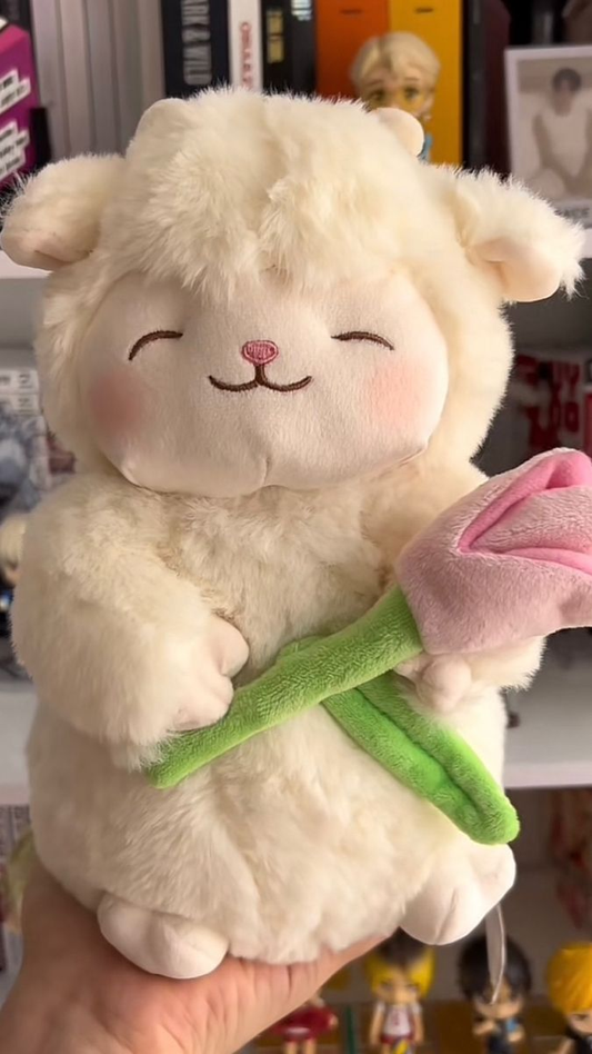 Peluche Corderito Tulipan + Tulipanes Infinito Caja