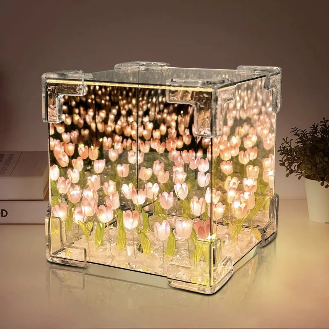 Peluche Corderito Tulipan + Tulipanes Infinito Caja